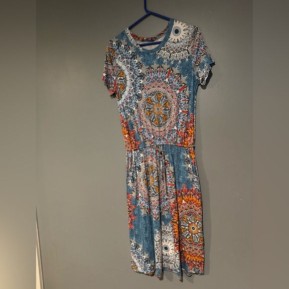 Blue and Orange Maxi Skirt‎ Set for Cocktail - Picture 2 of 10